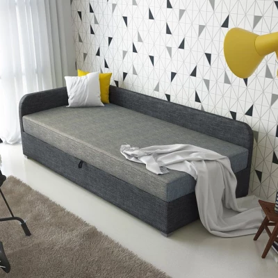 Jednolôžková čalúnená posteľ VALESKA COMFORT - 80x200, ľavá, svetlo šedá / šedá