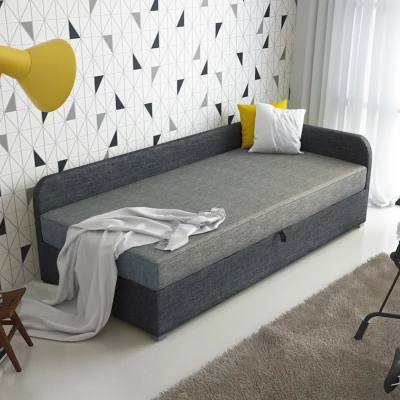 Jednolôžková čalúnená posteľ VALESKA COMFORT - 80x200, pravá, svetlo šedá / šedá