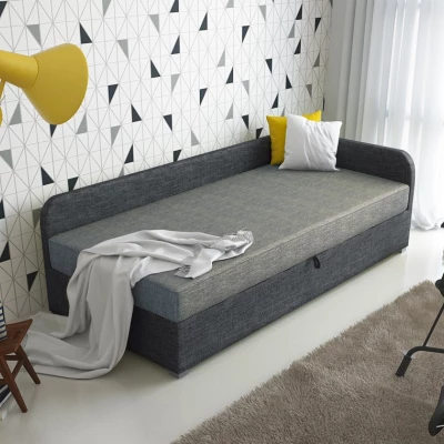 Jednolôžková čalúnená posteľ VALESKA - 100x200, pravá, svetlo šedá / šedá