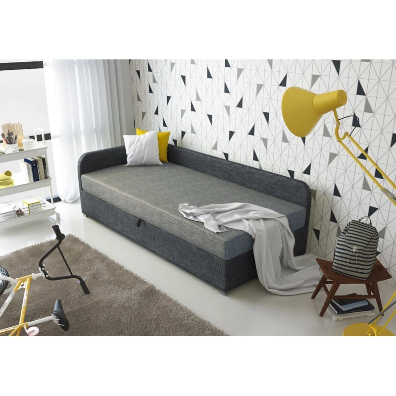 Jednolôžková čalúnená posteľ VALESKA - 100x200, ľavá, svetlo šedá / šedá