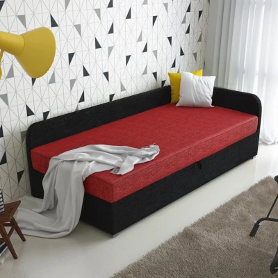 Jednolôžková čalúnená posteľ VALESKA - 100x200, pravá, červená / čierna