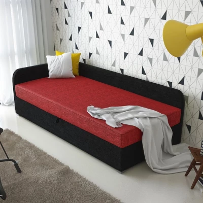 Jednolôžková čalúnená posteľ VALESKA - 100x200, ľavá, červená / čierna
