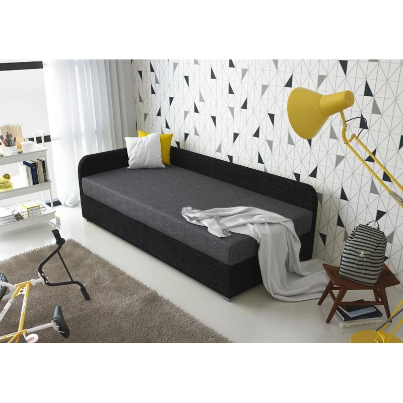 Jednolôžková čalúnená posteľ VALESKA - 100x200, ľavá, šedá / čierna
