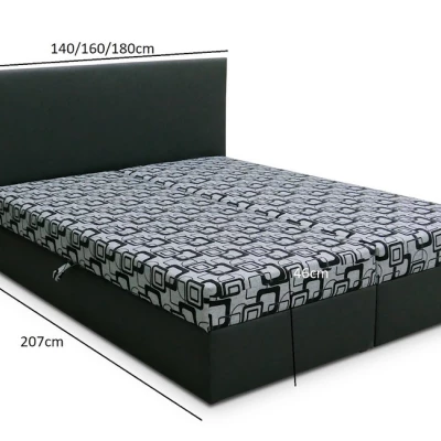 Boxspringová posteľ s úložným priestorom DANIELA COMFORT - 140x200, biela / šedá