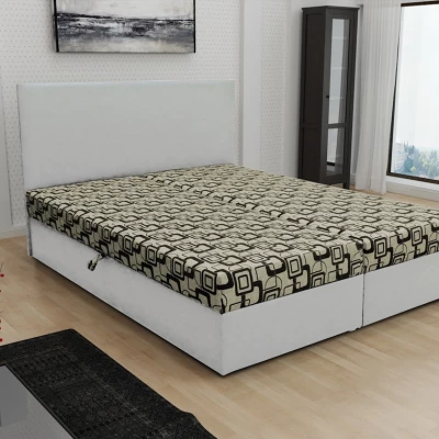 Boxspringová posteľ s úložným priestorom DANIELA COMFORT - 140x200, biela / béžová