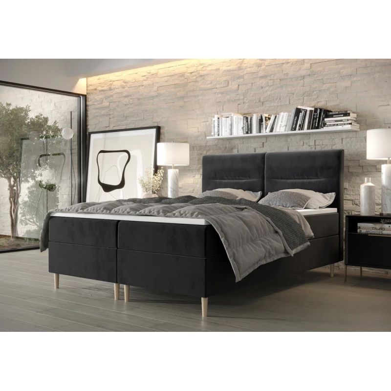 Boxspringová posteľ s úložným priestorom HENNI COMFORT - 140x200, svetlá grafitová