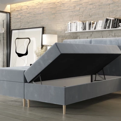 Boxspringová posteľ s úložným priestorom HENNI COMFORT - 140x200, svetlá grafitová