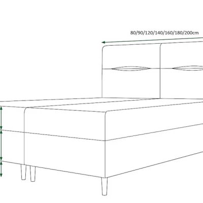 Boxspringová posteľ s úložným priestorom HENNI COMFORT - 120x200, svetlá grafitová
