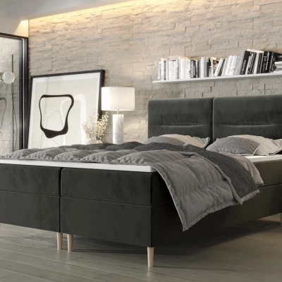 Boxspringová posteľ s úložným priestorom HENNI COMFORT - 200x200, popolavá