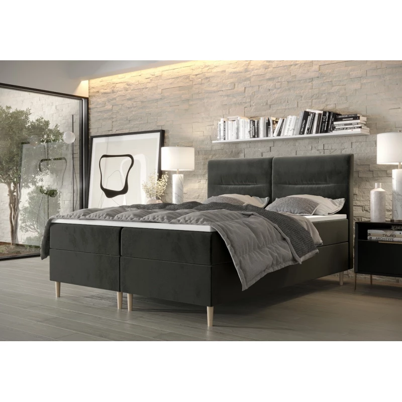 Boxspringová posteľ s úložným priestorom HENNI COMFORT - 160x200, popolavá