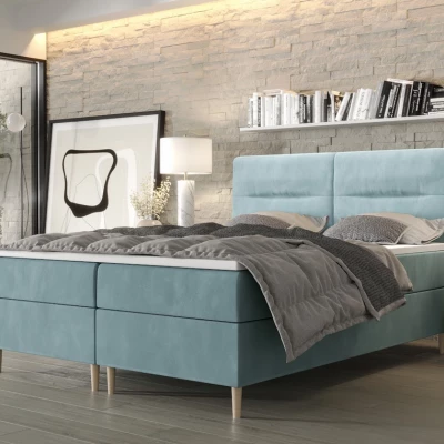 Boxspringová posteľ s úložným priestorom HENNI COMFORT - 200x200, šedomodrá