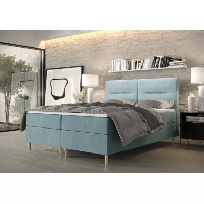 Boxspringová posteľ s úložným priestorom HENNI COMFORT - 160x200, šedomodrá