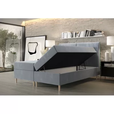 Boxspringová posteľ s úložným priestorom HENNI COMFORT - 120x200, šedomodrá