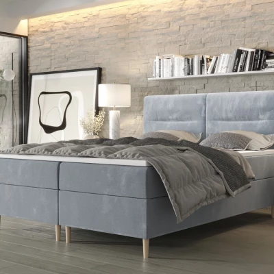 Boxspringová posteľ s úložným priestorom HENNI COMFORT - 160x200, modrá