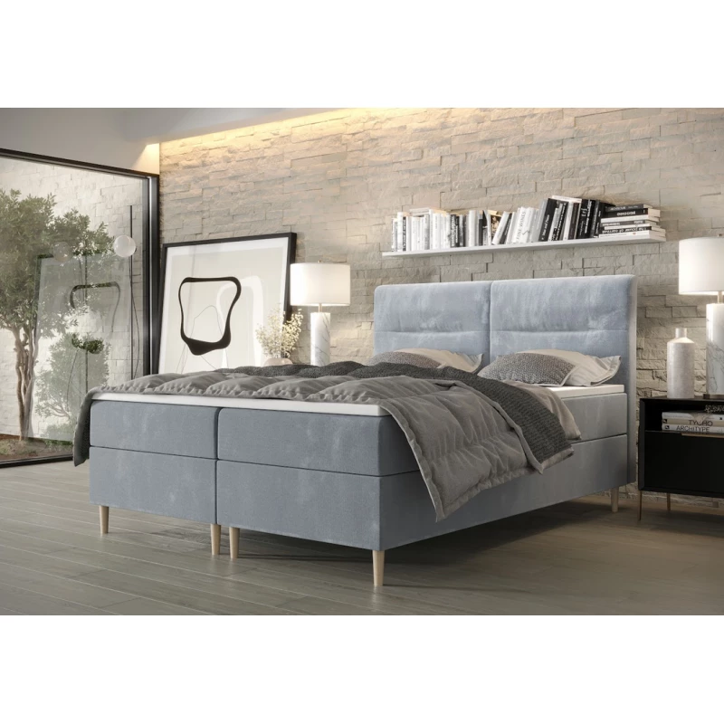 Boxspringová posteľ s úložným priestorom HENNI COMFORT - 140x200, modrá