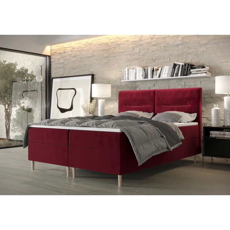 Boxspringová posteľ s úložným priestorom HENNI COMFORT - 200x200, červená