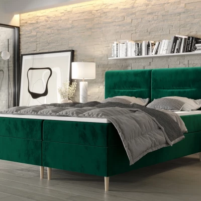 Boxspringová posteľ s úložným priestorom HENNI COMFORT - 140x200, zelená