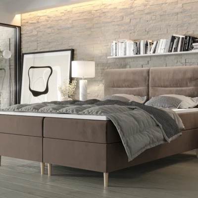 Boxspringová posteľ s úložným priestorom HENNI COMFORT - 200x200, mliečna čokoláda