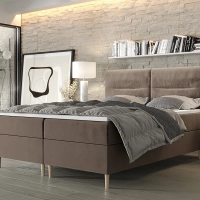 Boxspringová posteľ s úložným priestorom HENNI COMFORT - 180x200, mliečna čokoláda