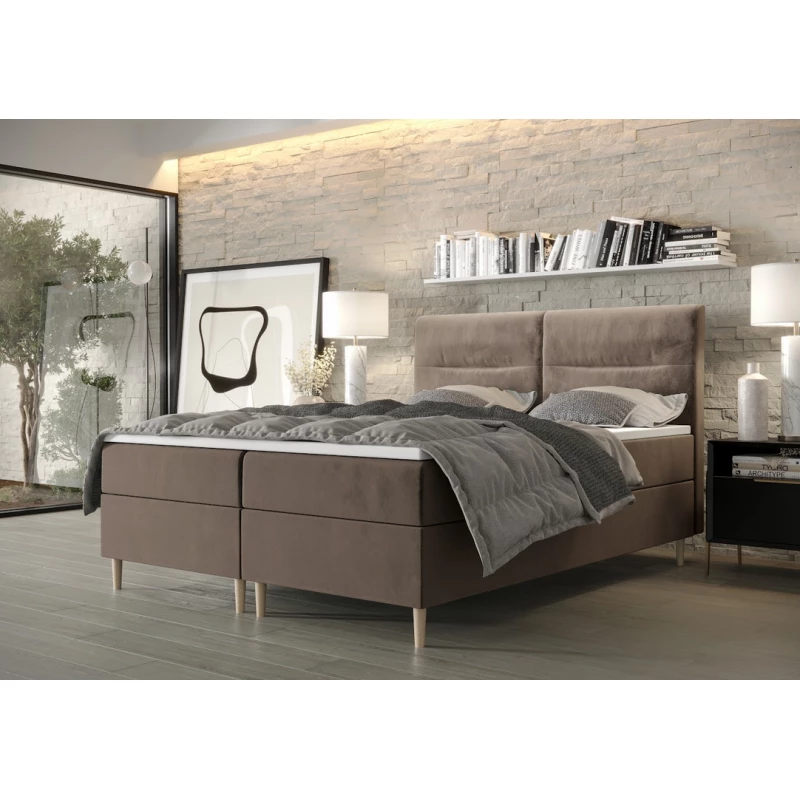 Boxspringová posteľ s úložným priestorom HENNI COMFORT - 180x200, mliečna čokoláda