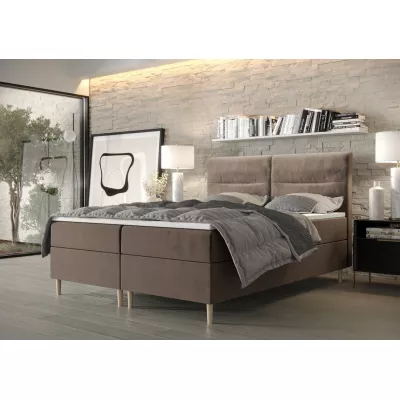 Boxspringová posteľ s úložným priestorom HENNI COMFORT - 160x200, mliečna čokoláda