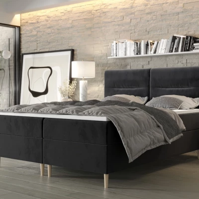 Boxspringová posteľ s úložným priestorom HENNI - 200x200, svetlá grafitová