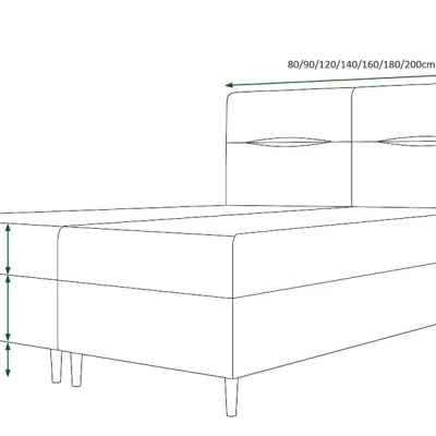 Boxspringová posteľ s úložným priestorom HENNI - 120x200, popolavá