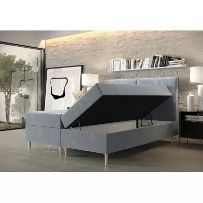 Boxspringová posteľ s úložným priestorom HENNI - 200x200, šedomodrá