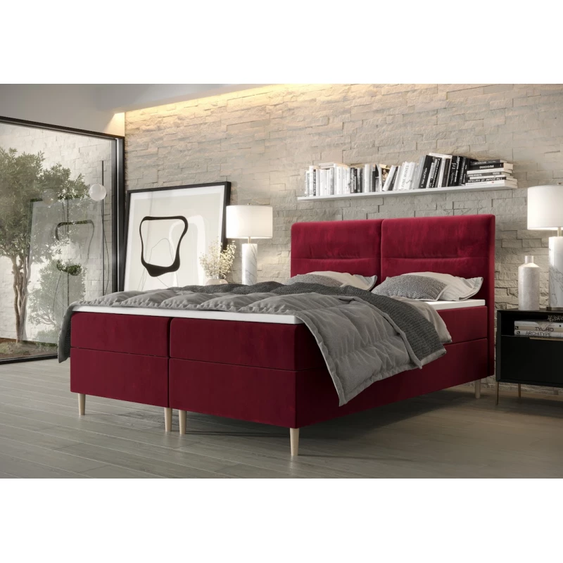 Boxspringová posteľ s úložným priestorom HENNI - 120x200, červená