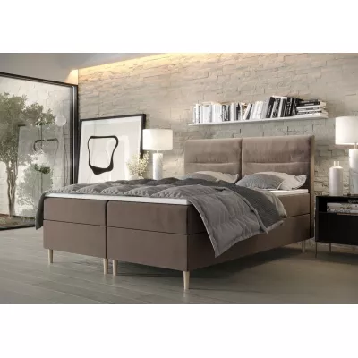 Boxspringová posteľ s úložným priestorom HENNI - 120x200, mliečna čokoláda