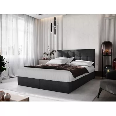 Boxspringová posteľ s úložným priestorom PURAM - 200x200, čierna