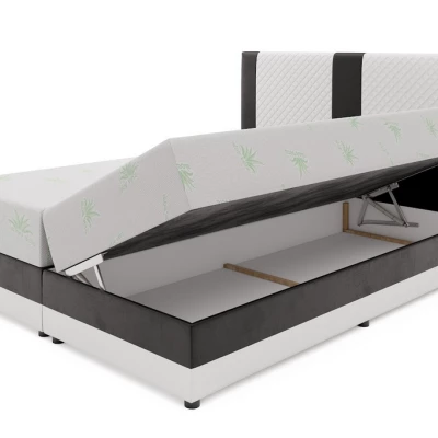 Boxspringová posteľ s úložným priestorom PIERROT COMFORT - 200x200, šedá / čierna