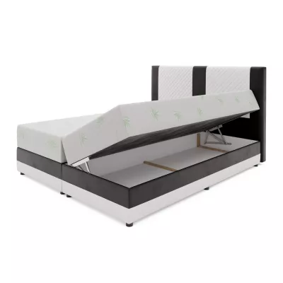 Boxspringová posteľ s úložným priestorom PIERROT COMFORT - 200x200, šedá / čierna