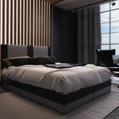 Boxspringová posteľ s úložným priestorom PIERROT COMFORT - 180x200, šedá / čierna