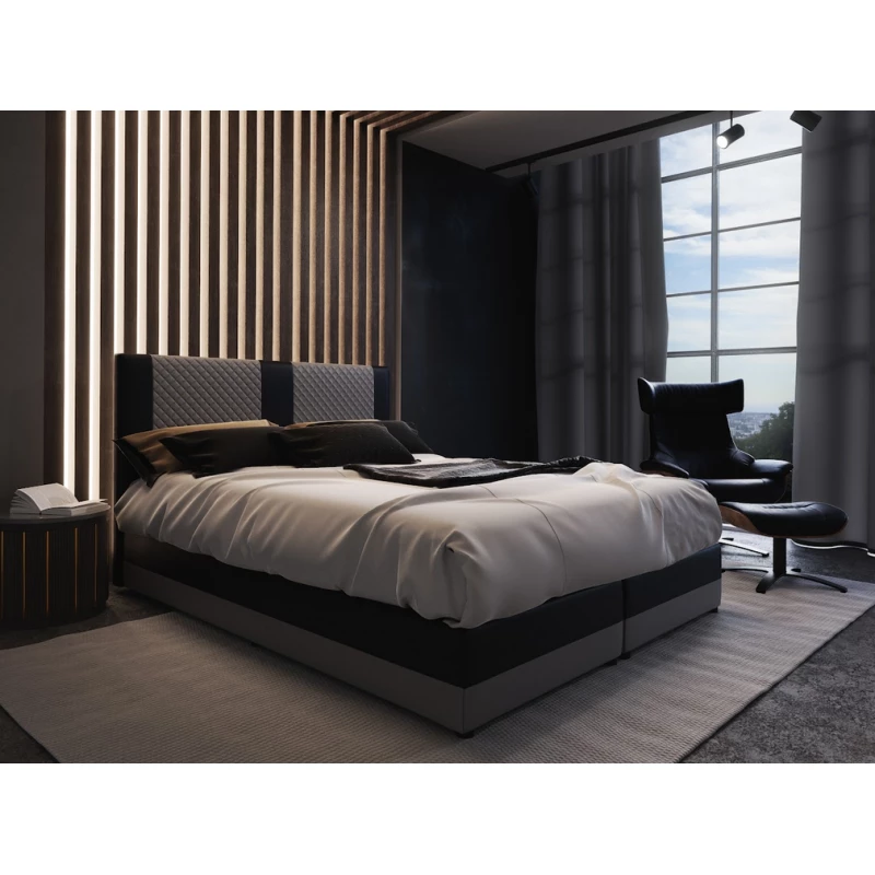 Boxspringová posteľ s úložným priestorom PIERROT COMFORT - 180x200, šedá / čierna
