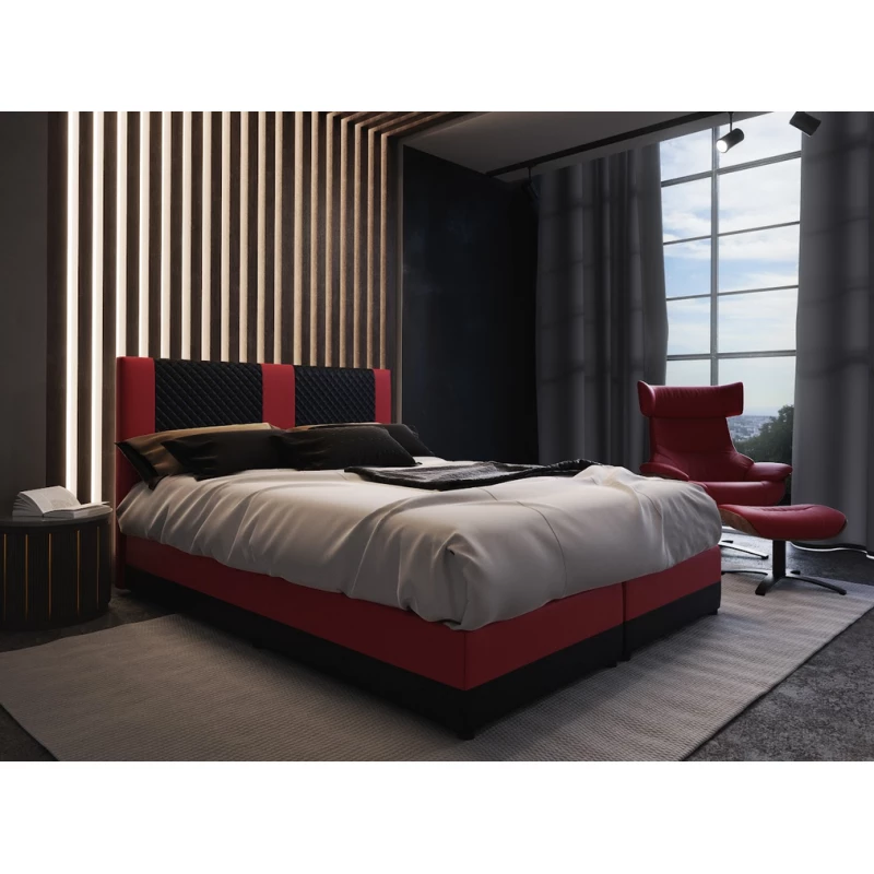 Boxspringová posteľ s úložným priestorom PIERROT COMFORT - 200x200, čierna / červená