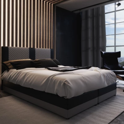 Boxspringová posteľ s úložným priestorom PIERROT - 200x200, šedá / čierna