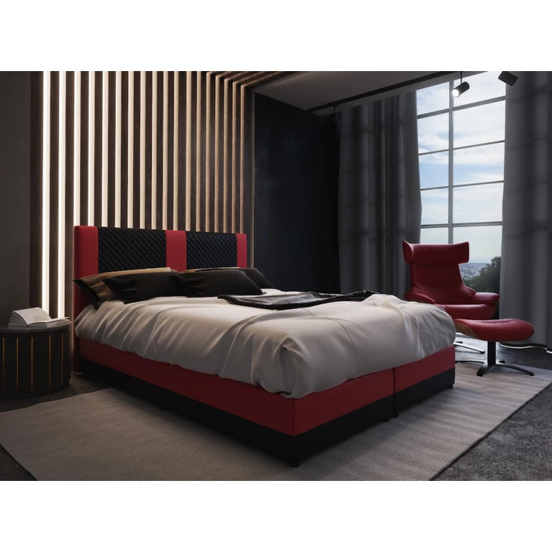 Boxspringová posteľ s úložným priestorom PIERROT - 200x200, čierna / červená