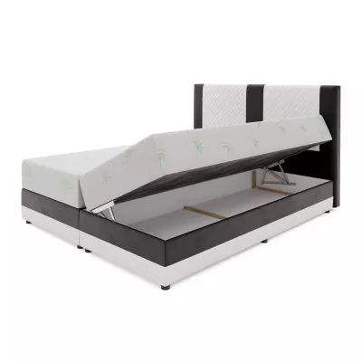 Boxspringová posteľ s úložným priestorom PIERROT - 160x200, čierna / biela