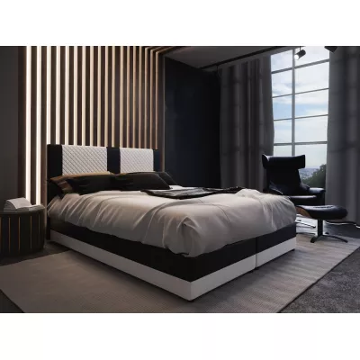 Boxspringová posteľ s úložným priestorom PIERROT - 120x200, biela / čierna