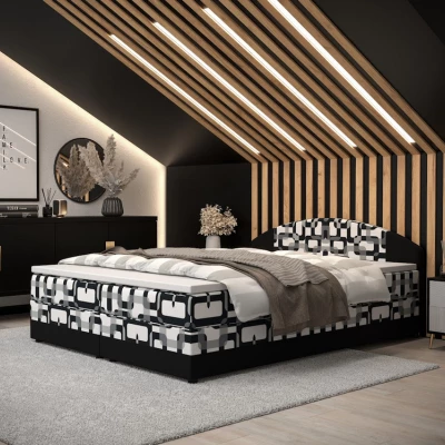 Boxspringová posteľ s úložným priestorom LIZANA COMFORT - 160x200, vzor 3 / čierna