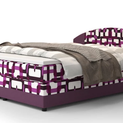 Boxspringová posteľ s úložným priestorom LIZANA COMFORT - 140x200, vzor 2 /fialová