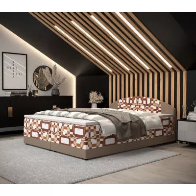 Boxspringová posteľ s úložným priestorom LIZANA COMFORT - 180x200, vzor 1 / béžová