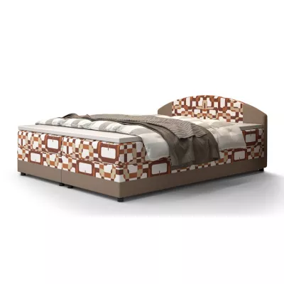 Boxspringová posteľ s úložným priestorom LIZANA COMFORT - 160x200, vzor 1 / béžová