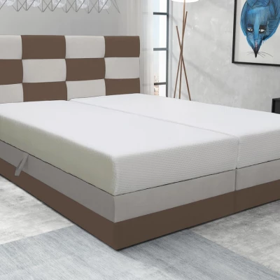 Boxspringová posteľ s úložným priestorom MARLEN COMFORT - 200x200, hnedá / béžová