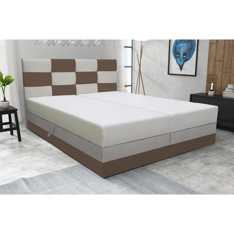 Boxspringová posteľ s úložným priestorom MARLEN COMFORT - 200x200, hnedá / béžová