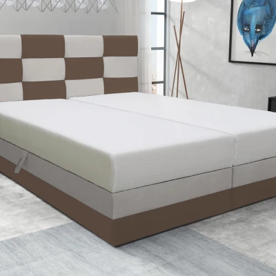 Boxspringová posteľ s úložným priestorom MARLEN COMFORT - 160x200, hnedá / béžová