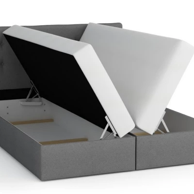 Boxspringová posteľ s úložným priestorom MARLEN COMFORT - 200x200, šedá / béžová