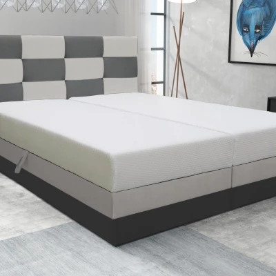 Boxspringová posteľ s úložným priestorom MARLEN COMFORT - 200x200, šedá / béžová