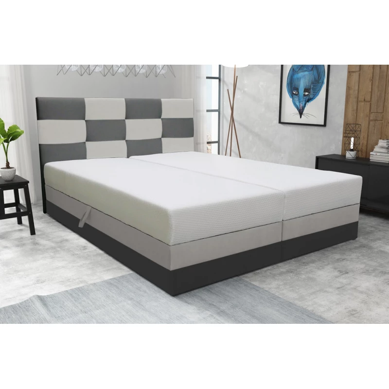 Boxspringová posteľ s úložným priestorom MARLEN COMFORT - 140x200, šedá / béžová